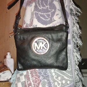 Michael Kors Black Crossbody Bag with Silver Logo